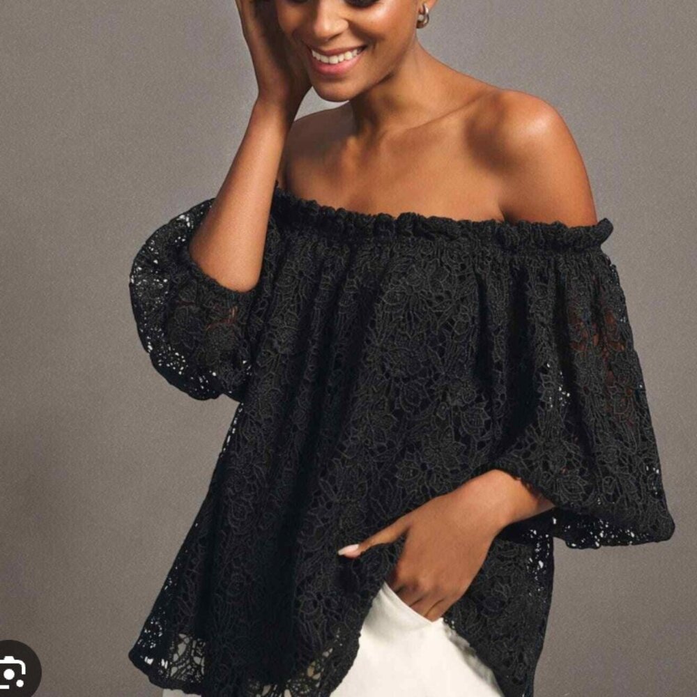 Maeve Off-The-Shoulder Cutwork Top Size Small